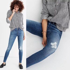 Madewell 9 Inch High-Rise Skinny Rip and Repair Jeans in Allegra Wash Si…